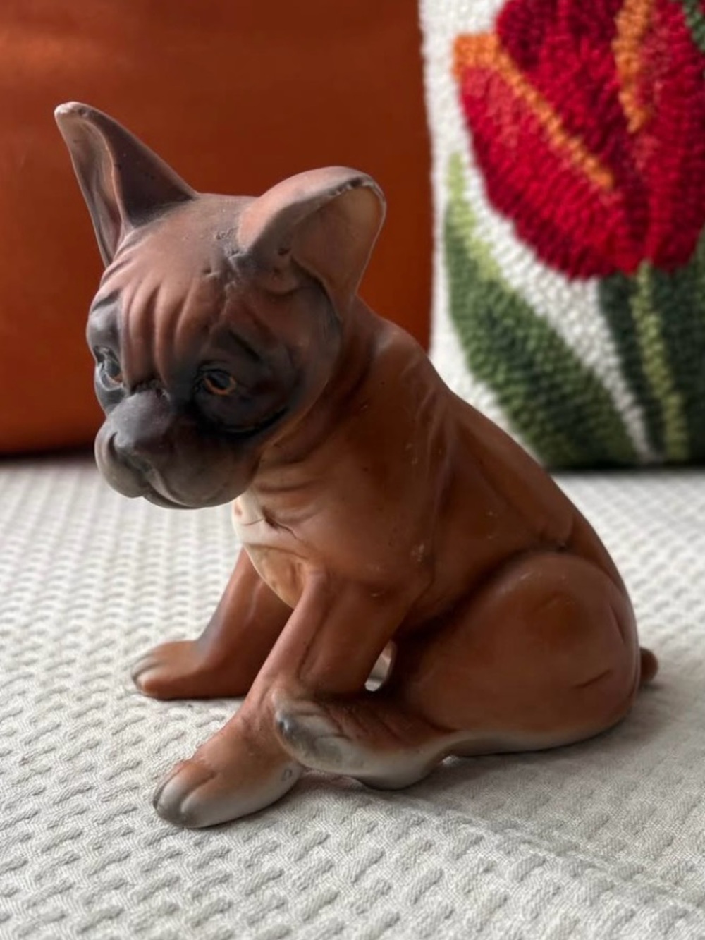 Vintage Brown boxer puppy Dog Figurine Decorative Pet Statue